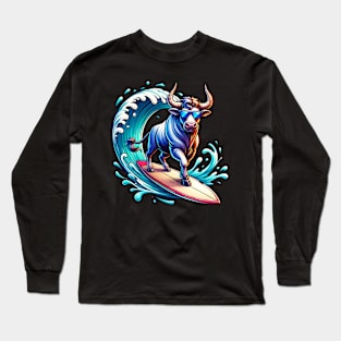 Cool Taurus Surfers gift, Unique Taurus Zodiac Sign Gift for Birthdays and Mother's Day, Father's Day gift, Taurus with sunglasses Long Sleeve T-Shirt